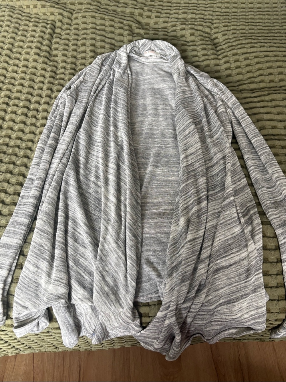 Renee C. Light Gray Open-Front Draped Cardigan
